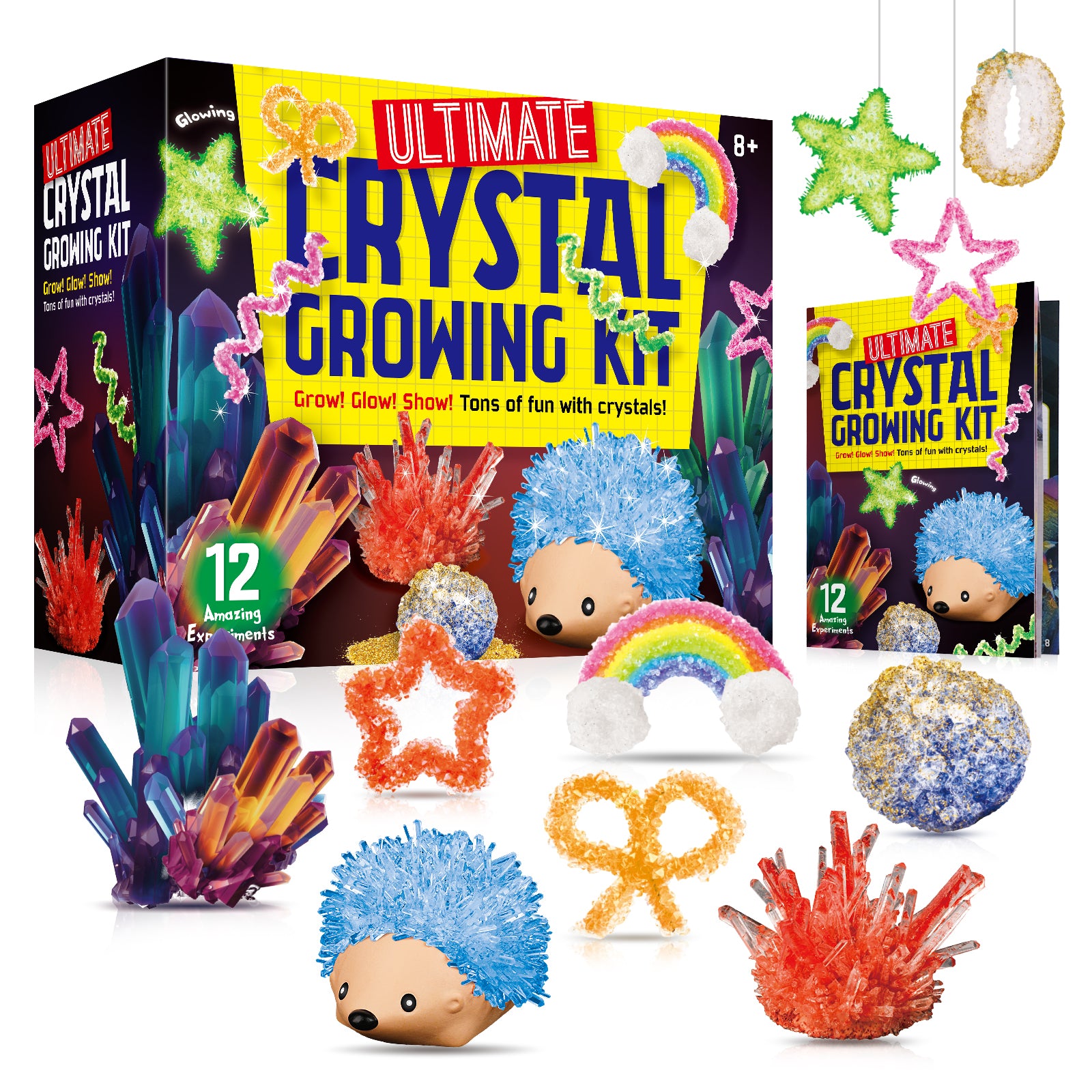 Eduman 12PCS Crystal Growing Kit, STEM Crystal Growing Crafts Gifts,  Science Experiments Toys for Kids Age 8-12