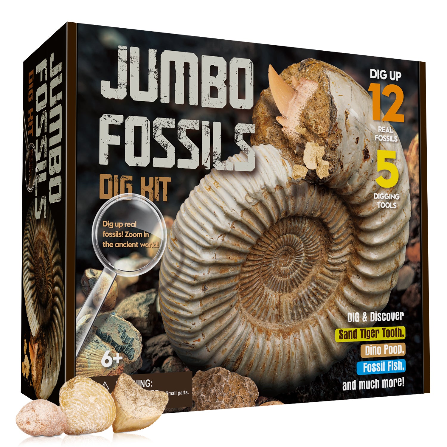 Jumbo Fossils STEM Dig Kit - Fossils, Dinosaur Poo, Shark Teeth EDUMAN.