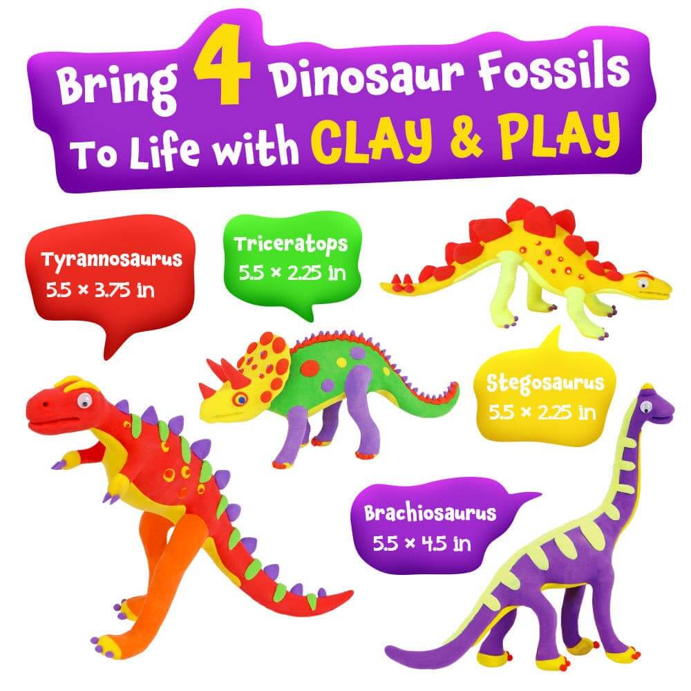 Create Your Own STEM Clay Dino Build 4 Dinosaur Models with Air Dry Modeling Clay EDUMAN.