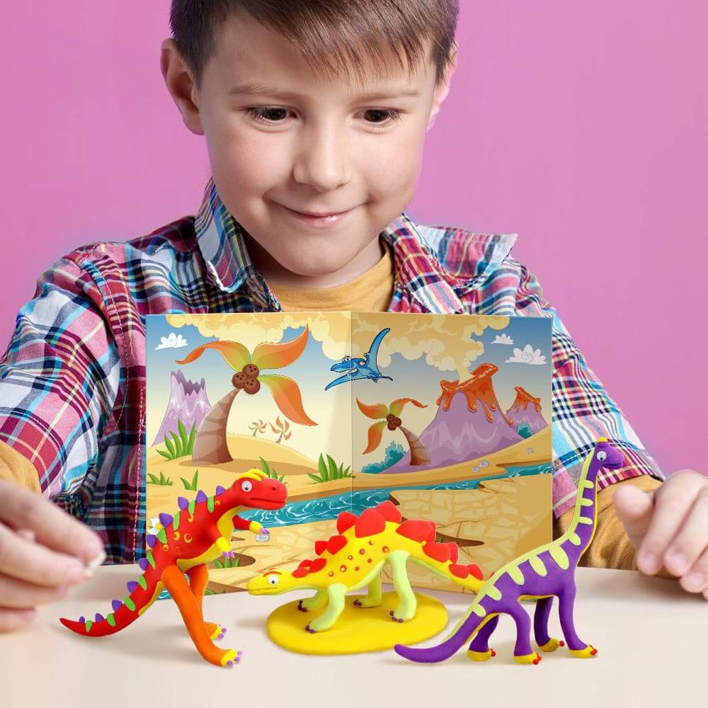 Create Your Own STEM Clay Dino Build 4 Dinosaur Models with Air Dry Modeling Clay EDUMAN.