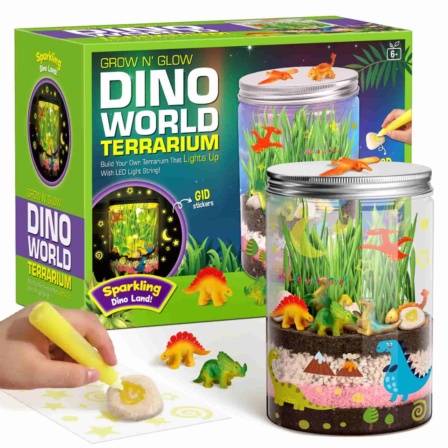 Light-up Dinosaurs World Terrarium STEM Kit with LED for  Kids EDUMAN