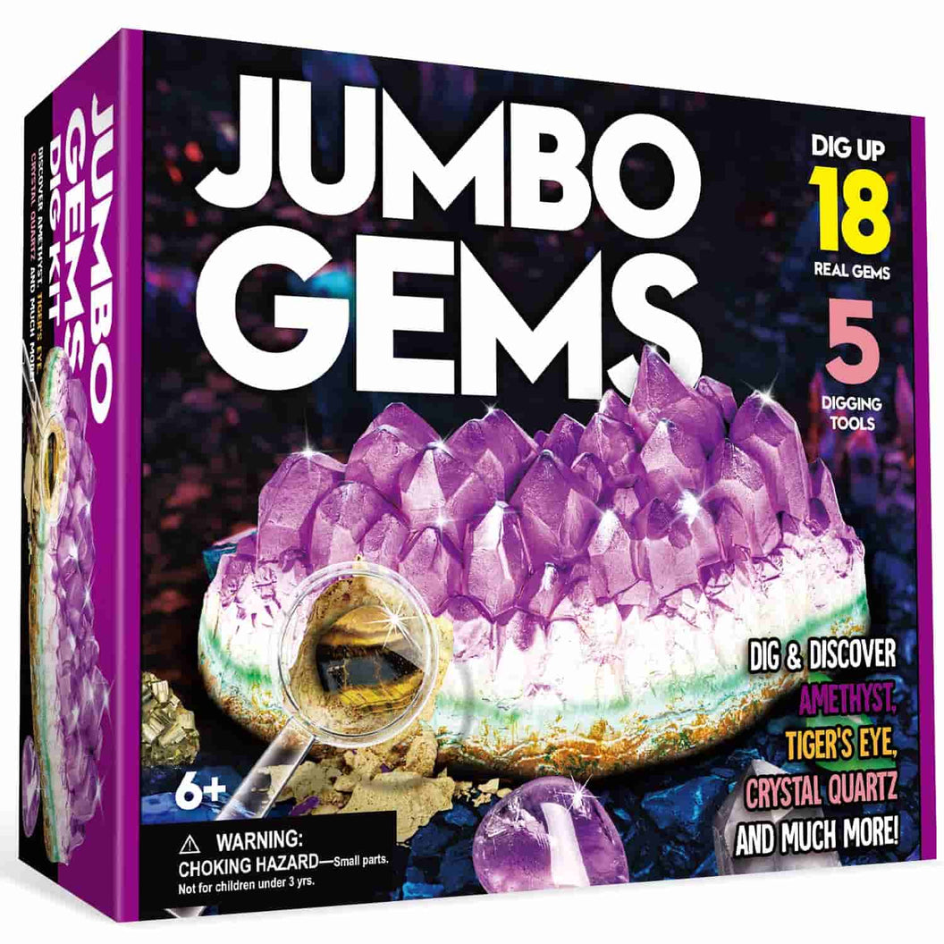 Jumbo Gems 18 Real Gemstones - Dig Kit