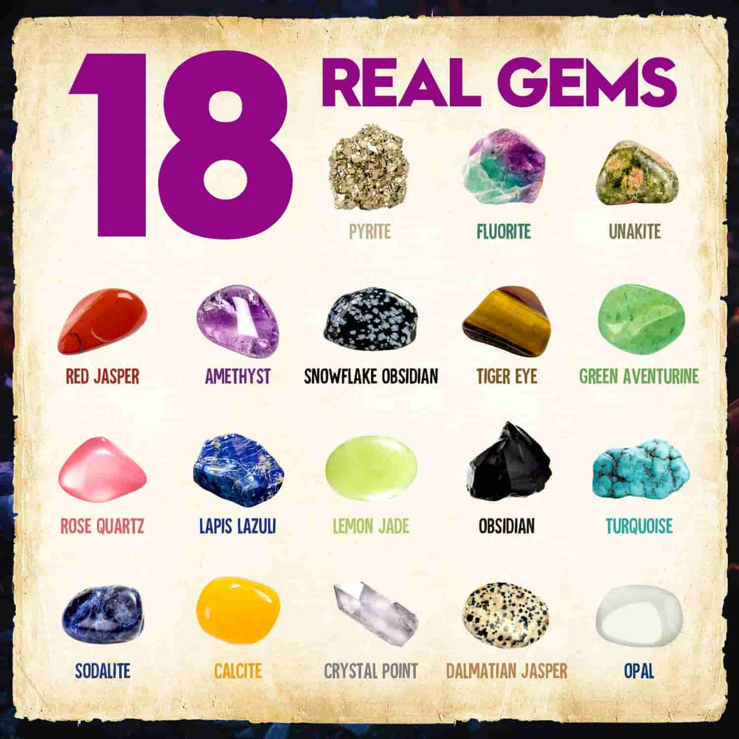 Jumbo Gems 18 Real Gemstones - Dig Kit