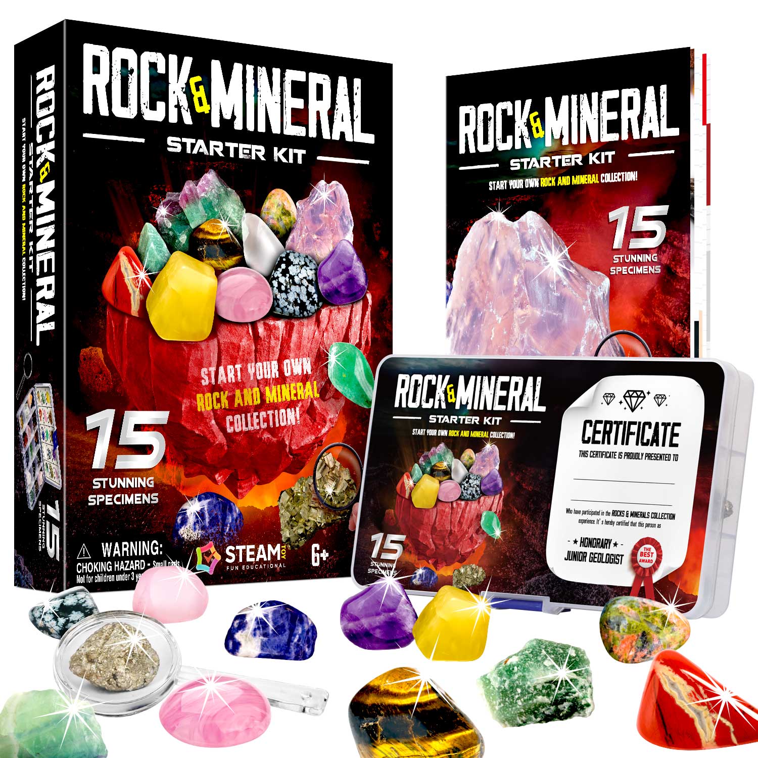 Kids STEM Rocks Collection - 15-Piece Rock  Collections for Kids EDUMAN.